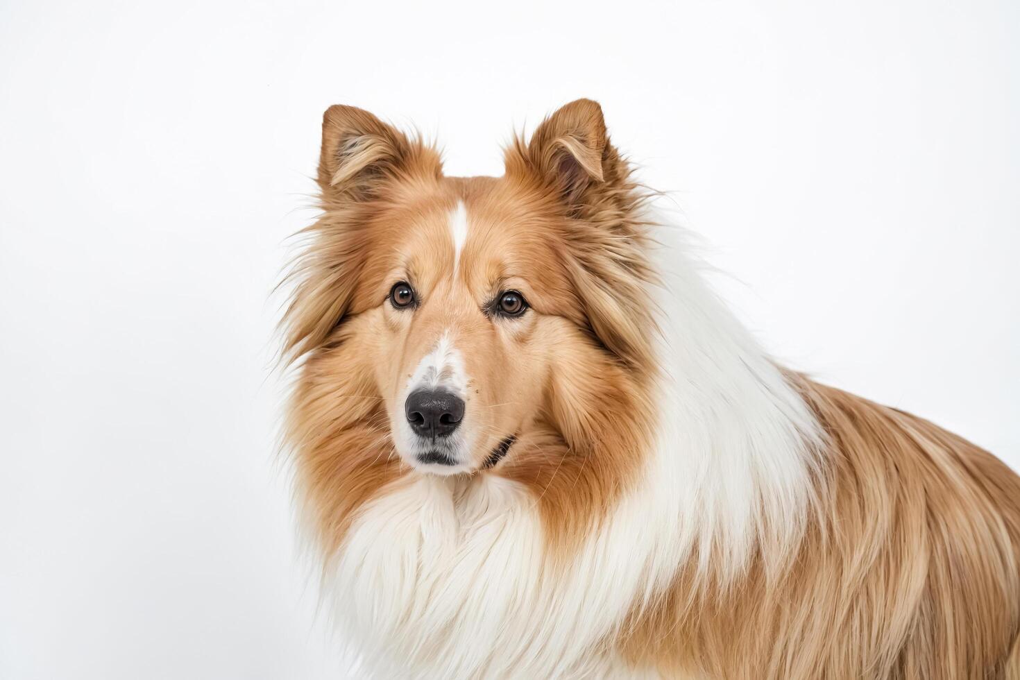 Close-up Portrait of a Golden Collie with White Chest and Fluffy Fur photo