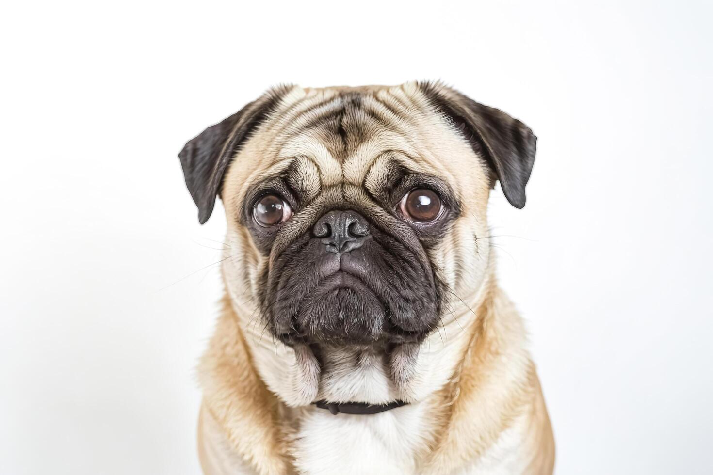 Close-up Portrait of a Pug with Sad Eyes photo