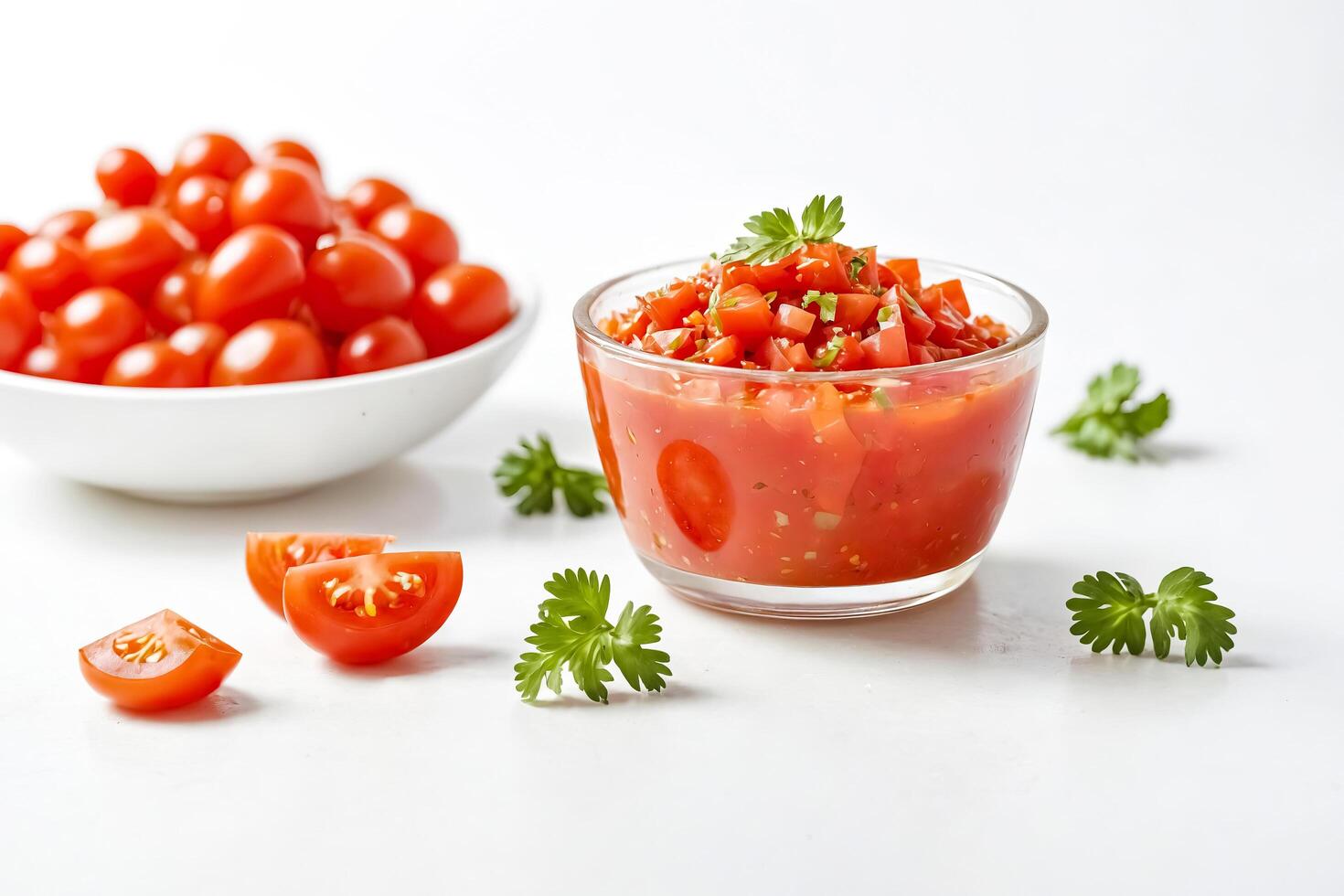 Fresh Homemade Pico de Gallo with Cherry Tomatoes and Cilantro photo