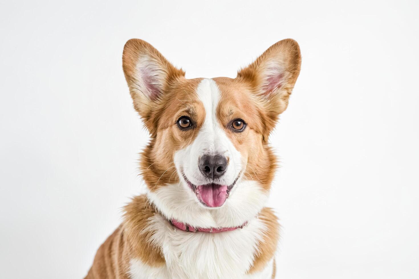 Portrait of a Pembroke Welsh Corgi with a Pink Collar photo