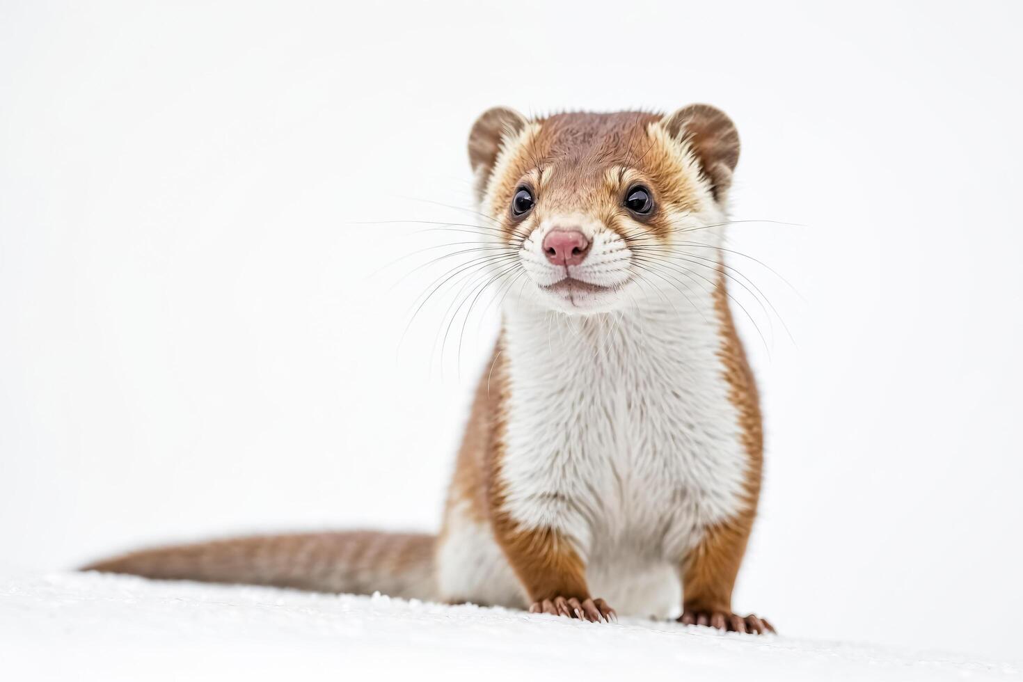 Curious Long-Eared Weasel in Winter photo