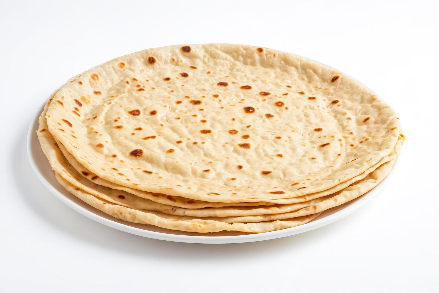 Close-up of Flatbreads on White Plate photo