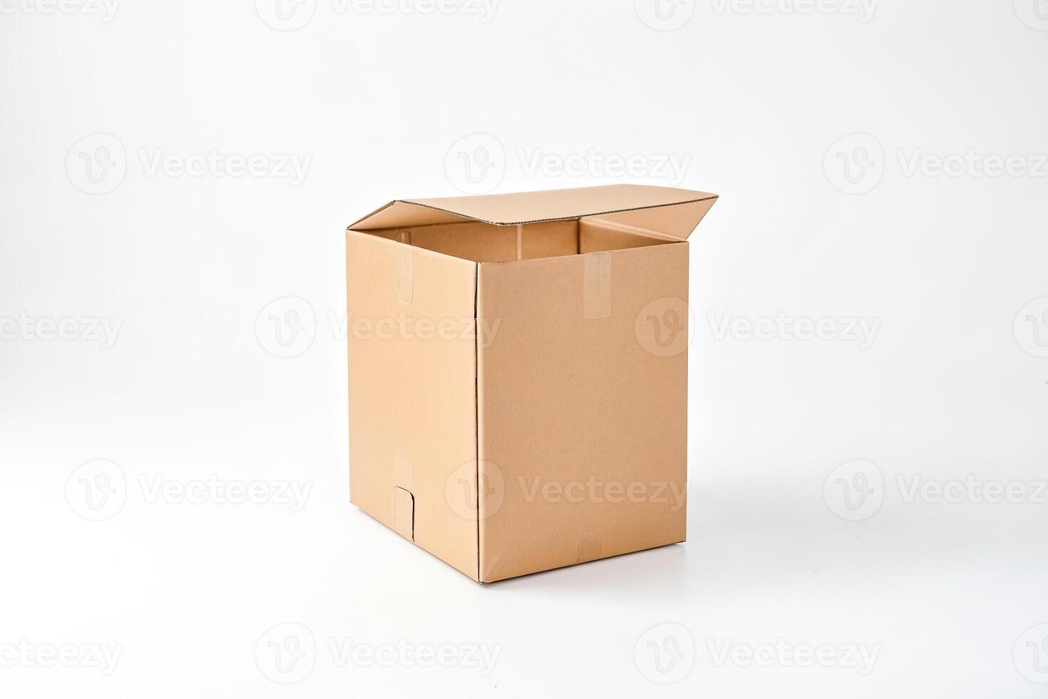 Open Cardboard Box on White Background photo