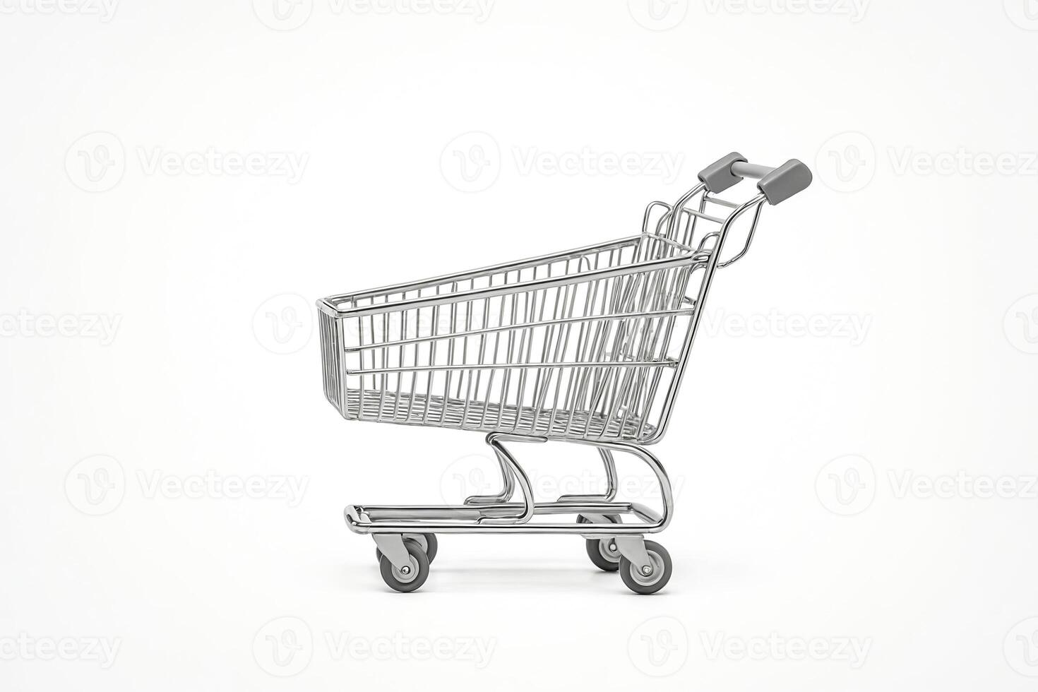 Empty Shopping Cart On White Background photo