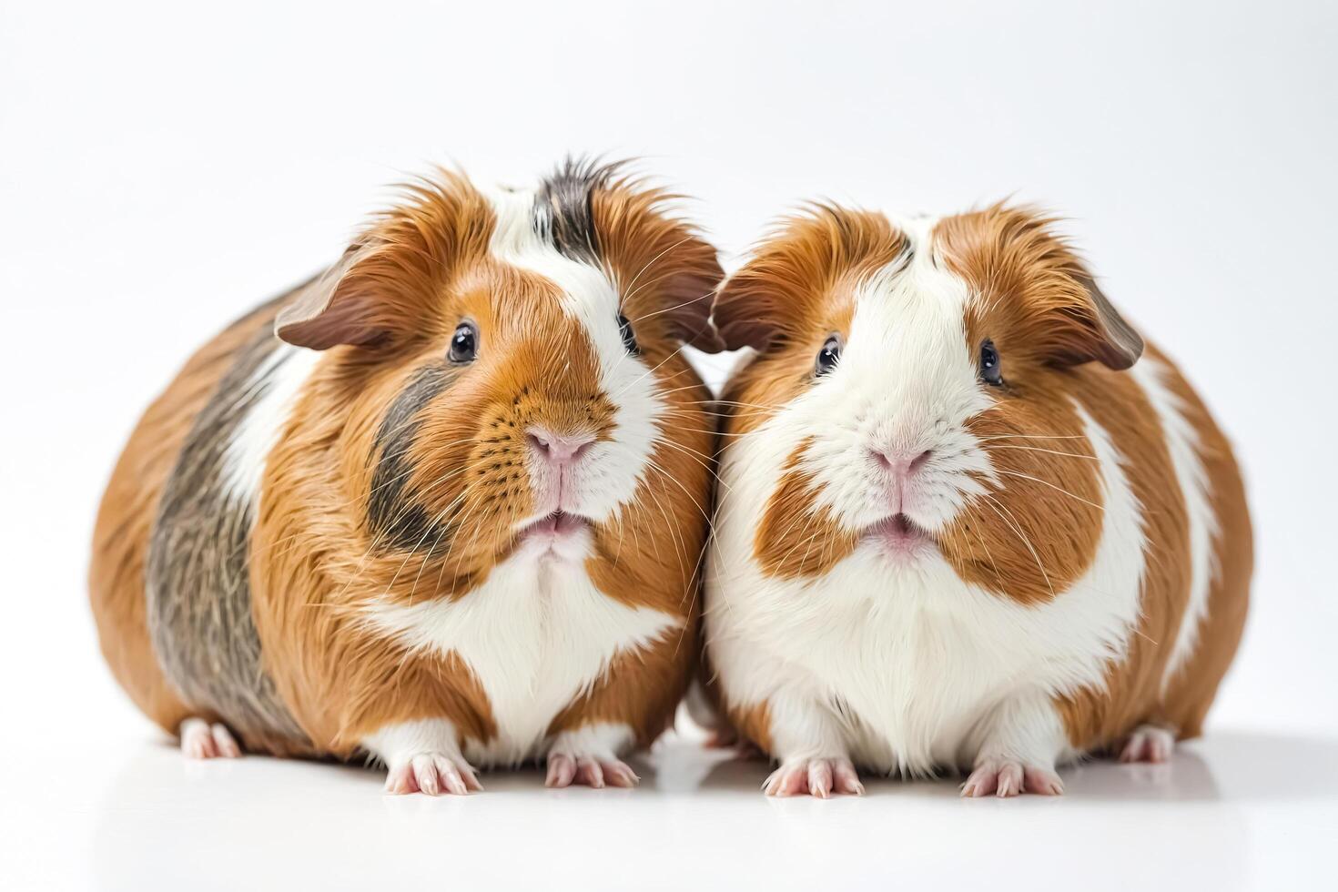 Two Guinea Pigs Sitting Together photo
