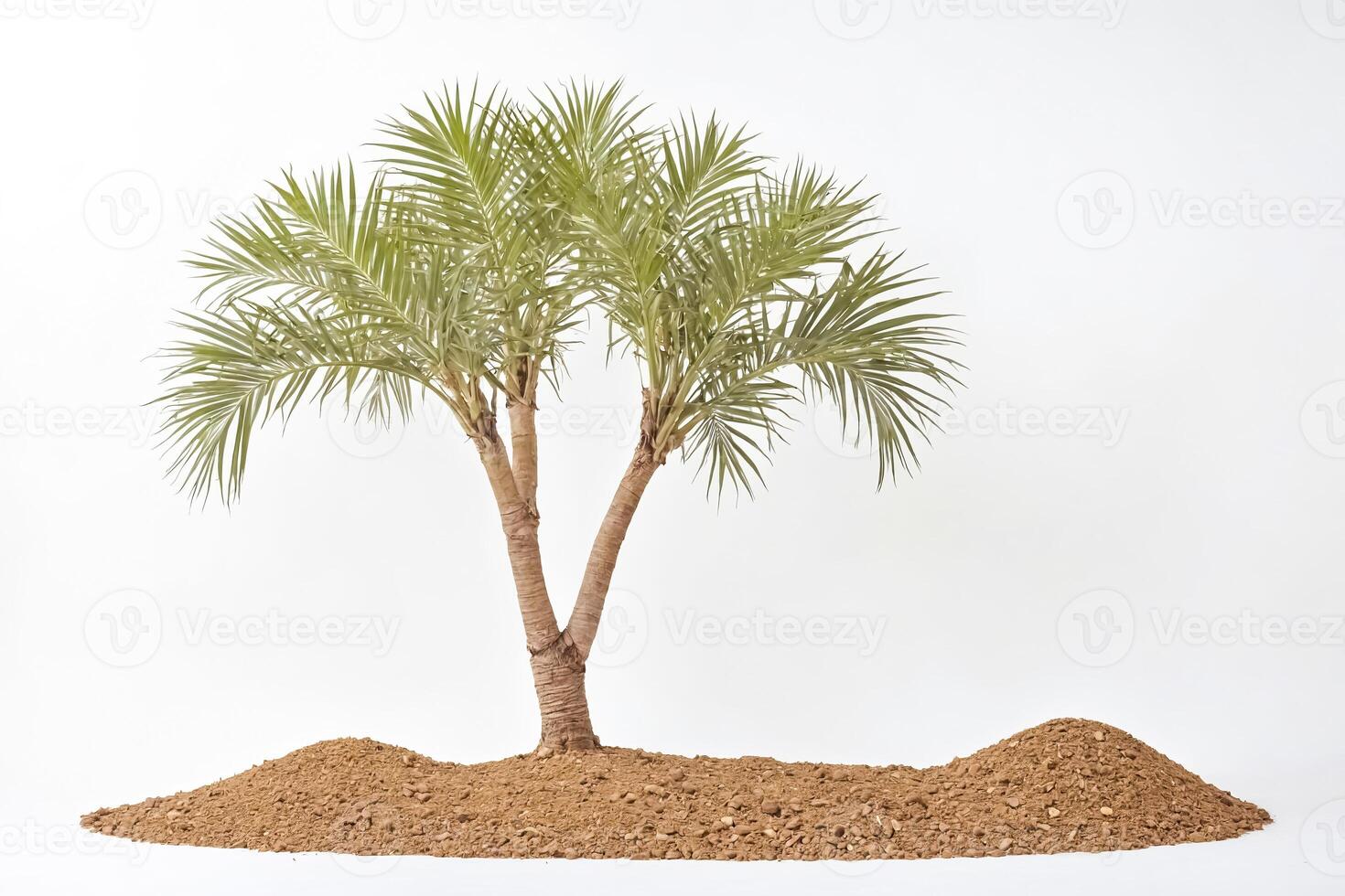 Single palm tree on a white background photo