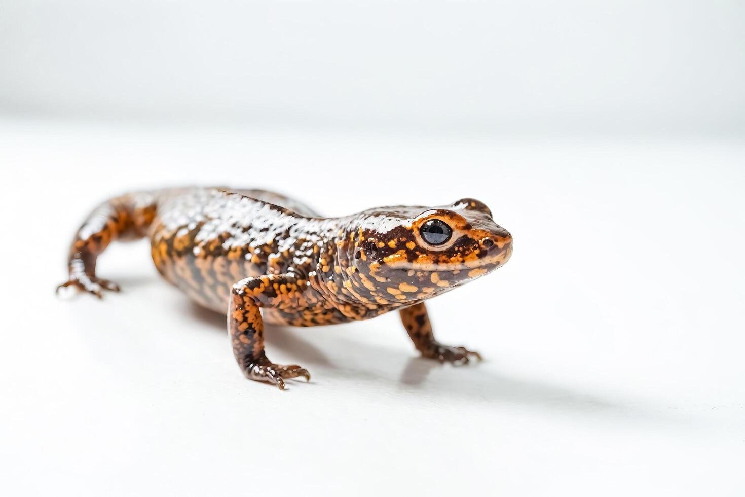 Close-up of a Salamander on White Background photo