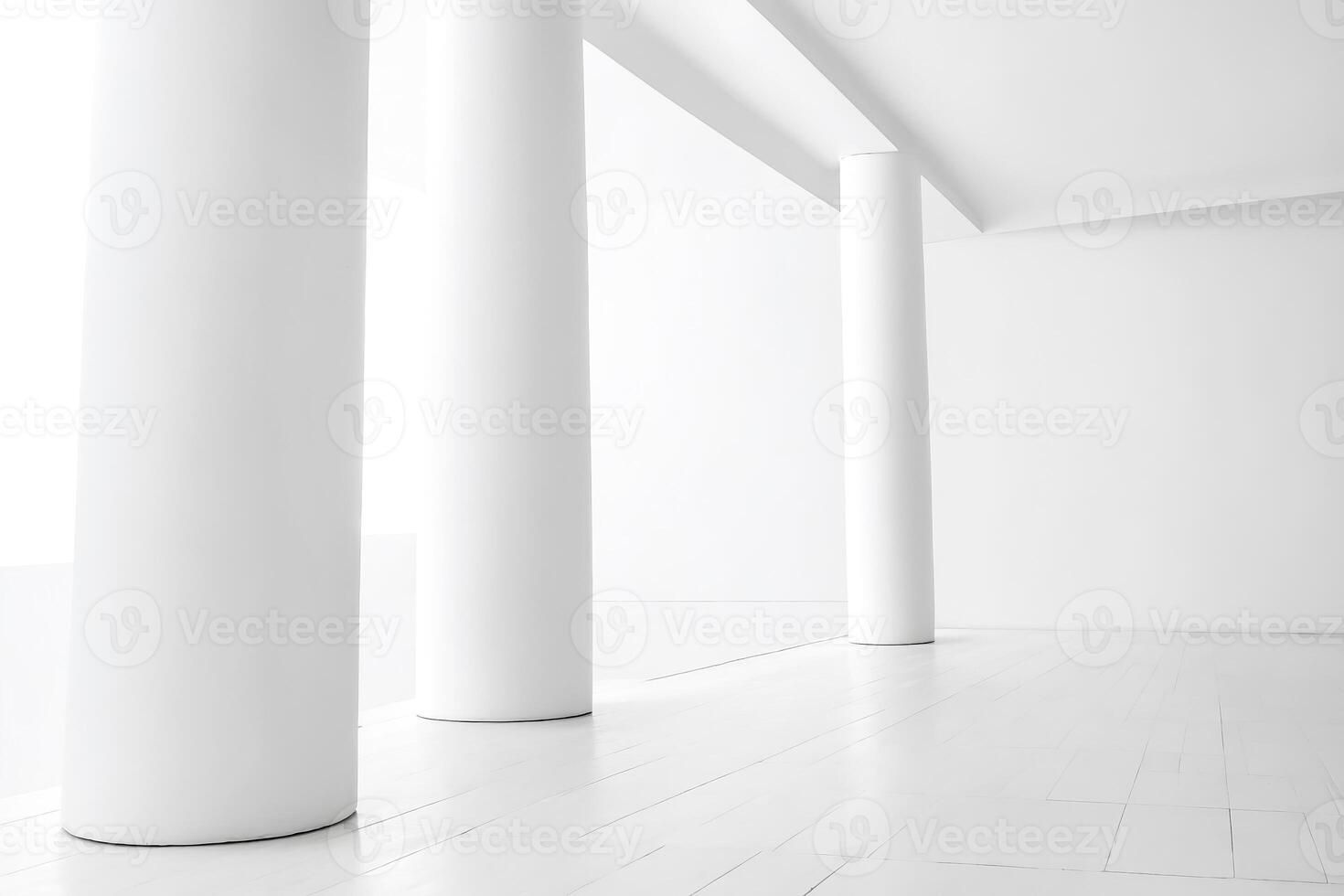 White room with pillars photo