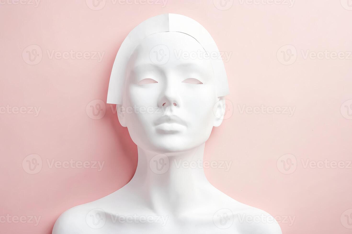 White Mask on Pink Background photo