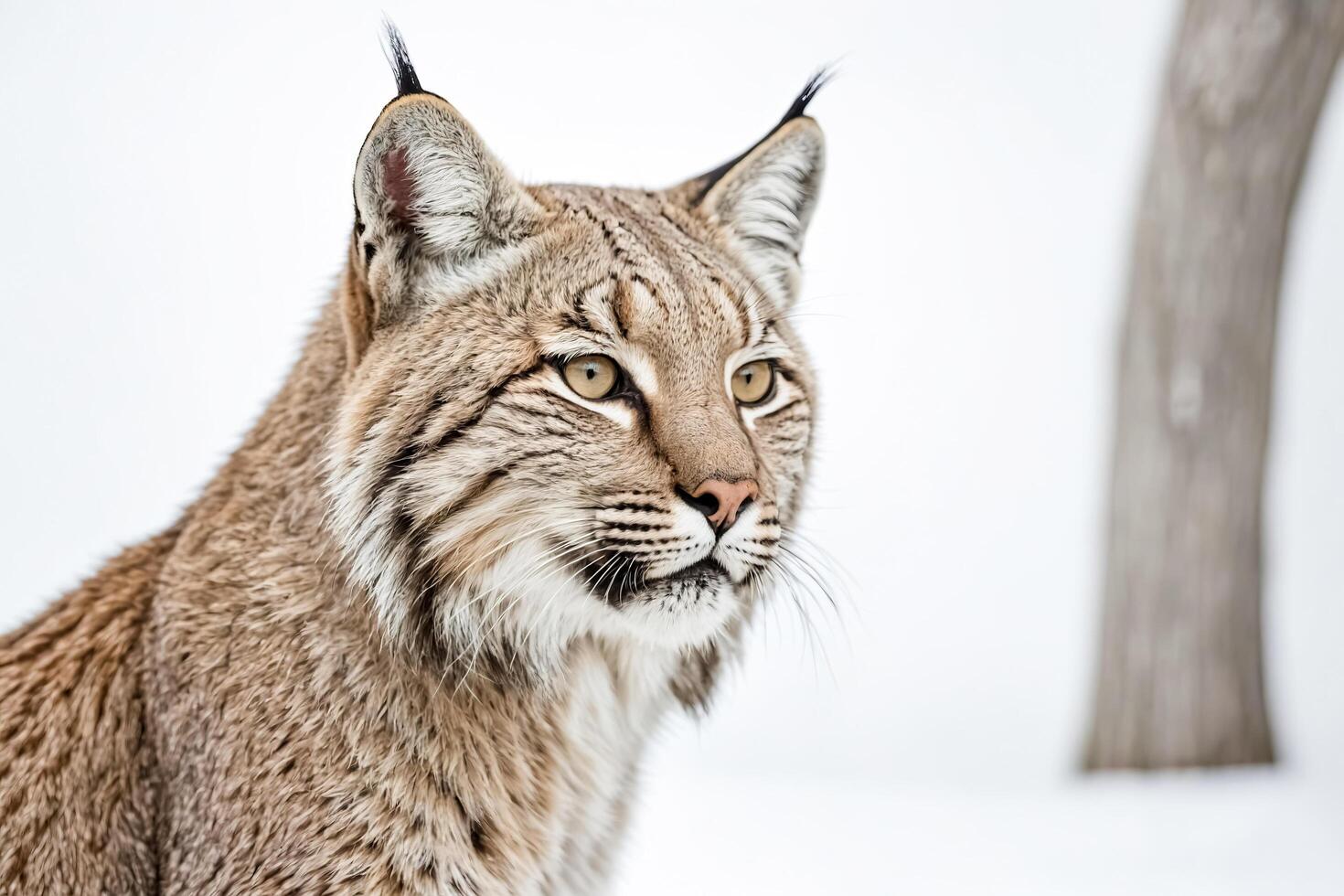 Close-up portrait of a lynx with white background photo