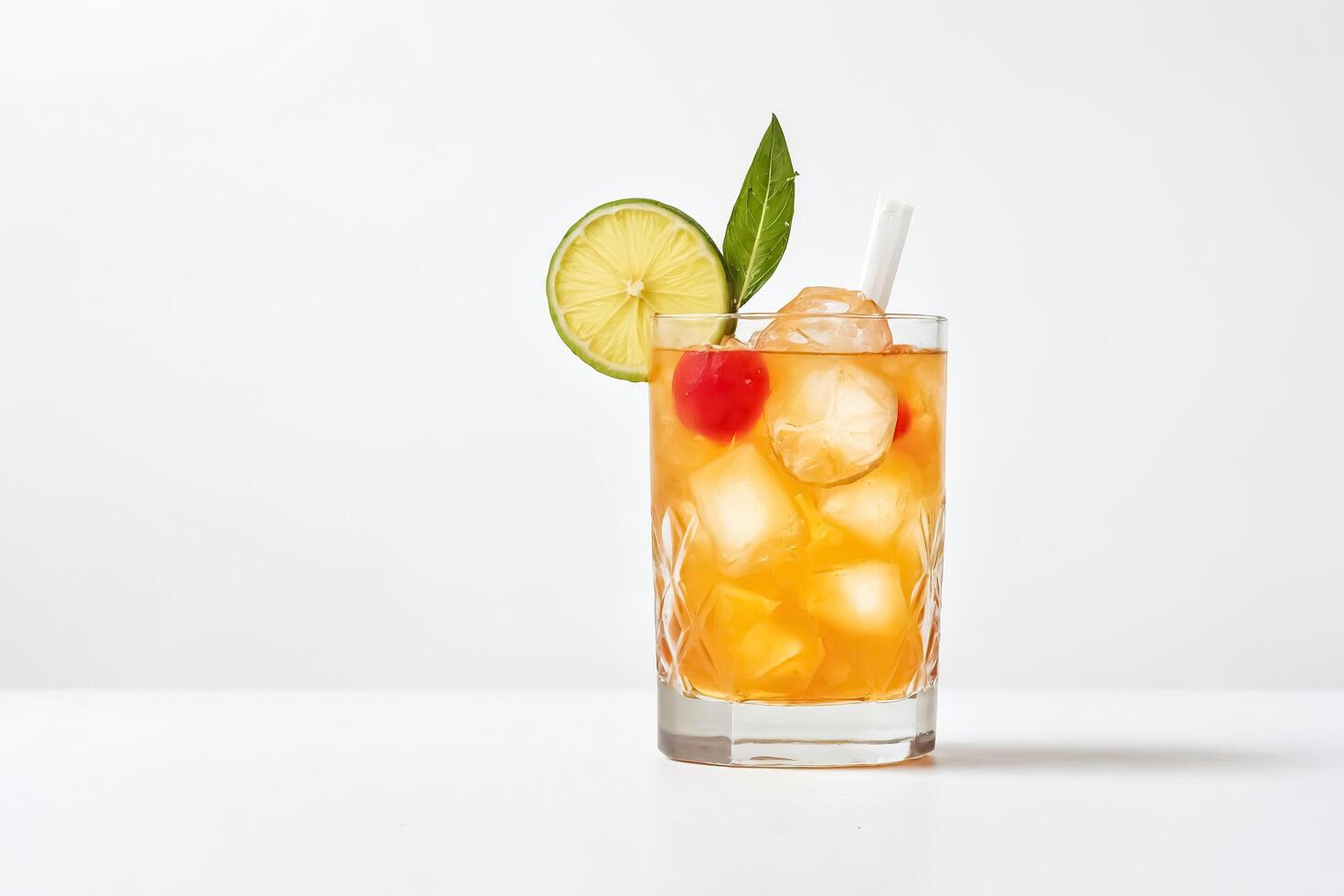 Refreshing Iced Tea with Lime and Cherry photo