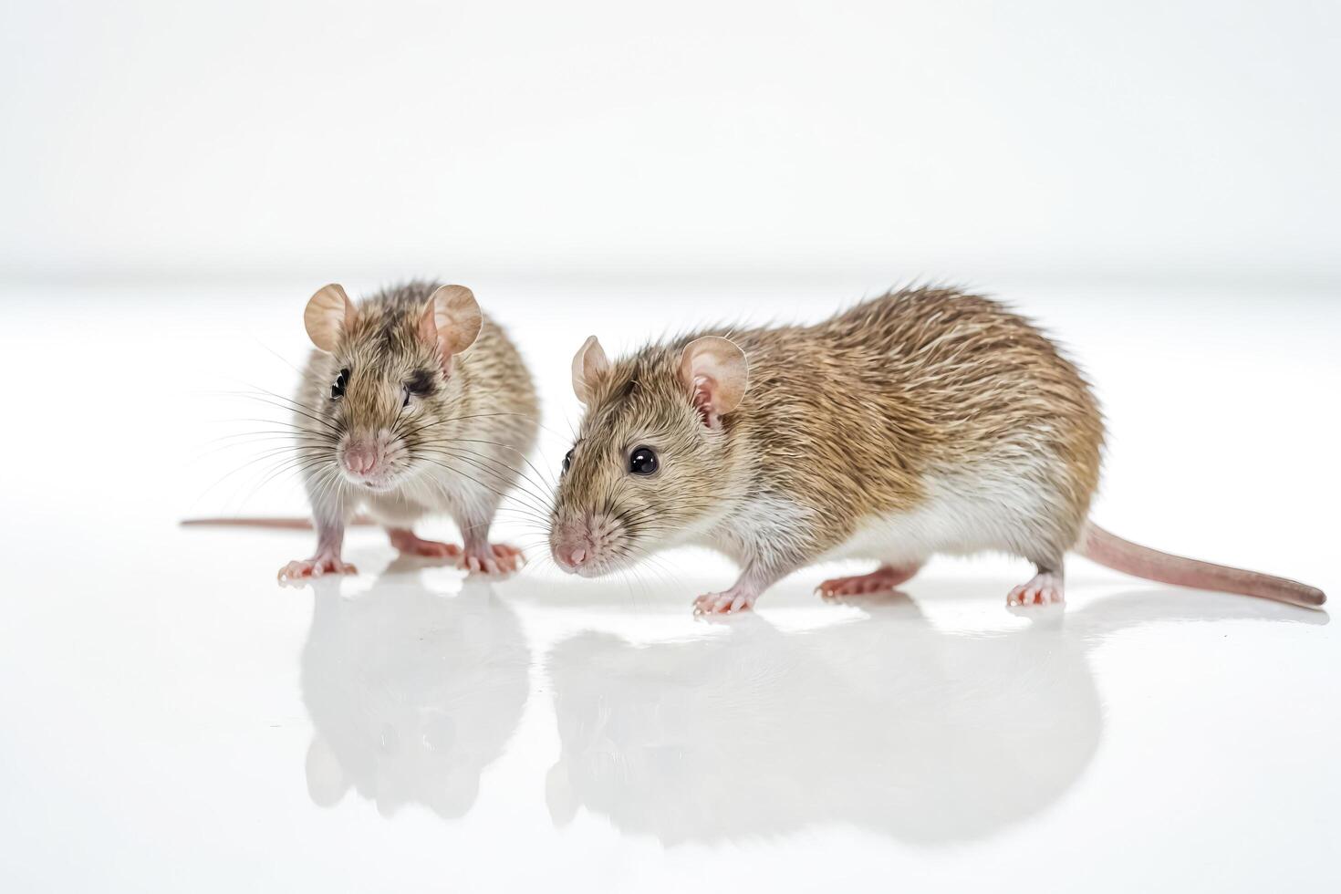 Two rats looking at the camera on a white background photo