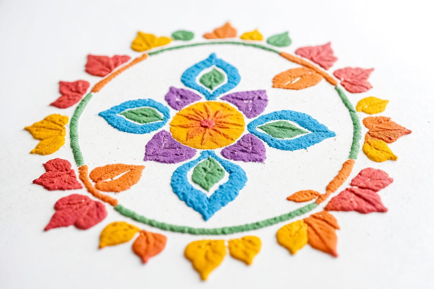 Colorful Rangoli Design on White Background photo