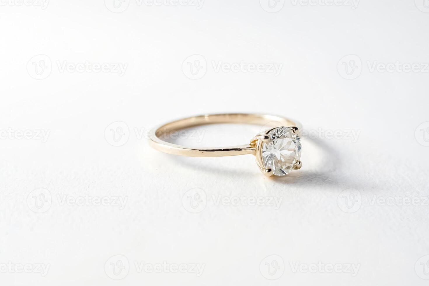 Gold band with a large diamond ring photo