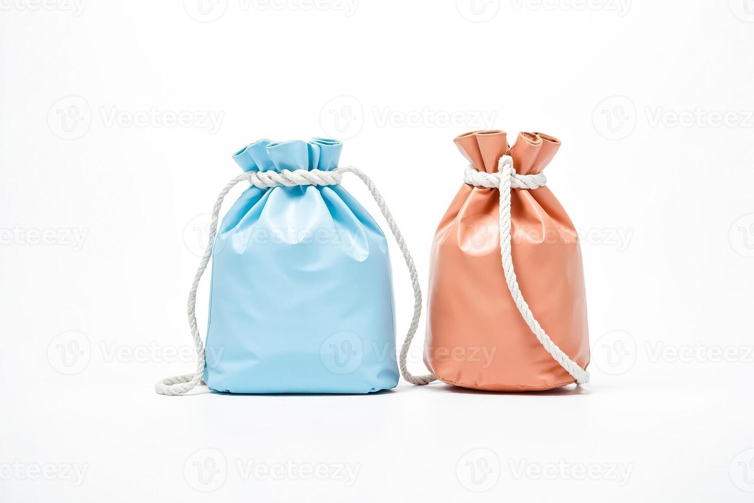 Two drawstring bags isolated on a white background photo