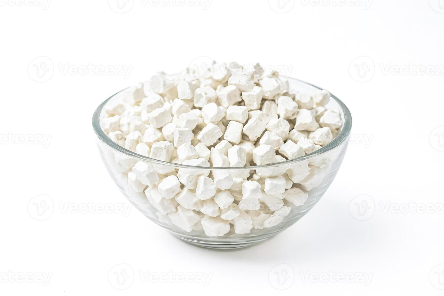 White Sugar Cubes in Glass Bowl photo