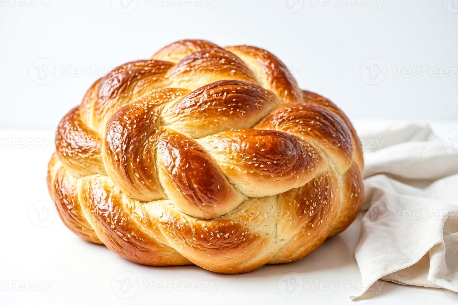 Close-up of a Freshly Baked Challah Bread photo