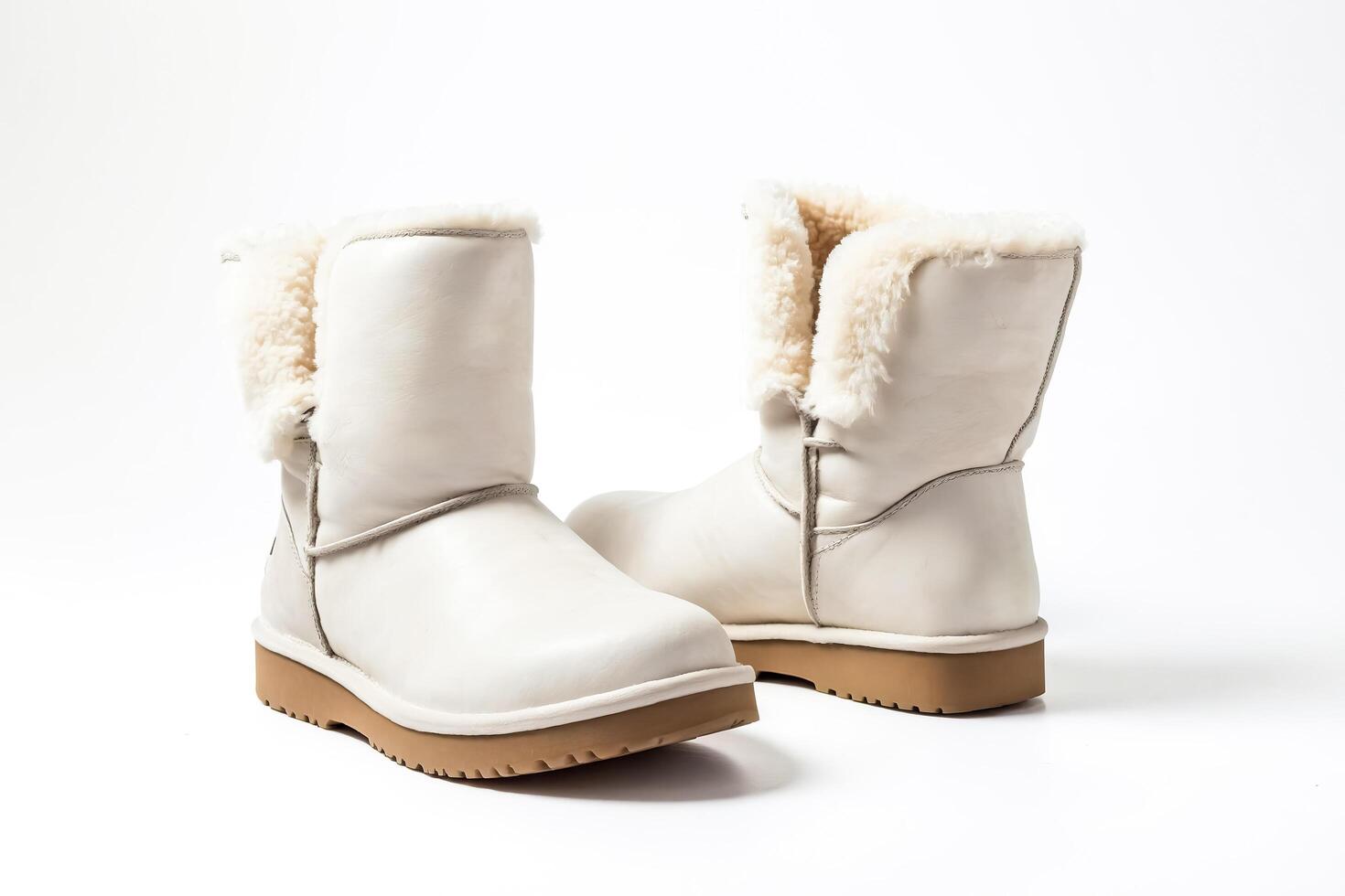 White Faux Fur Winter Boots photo