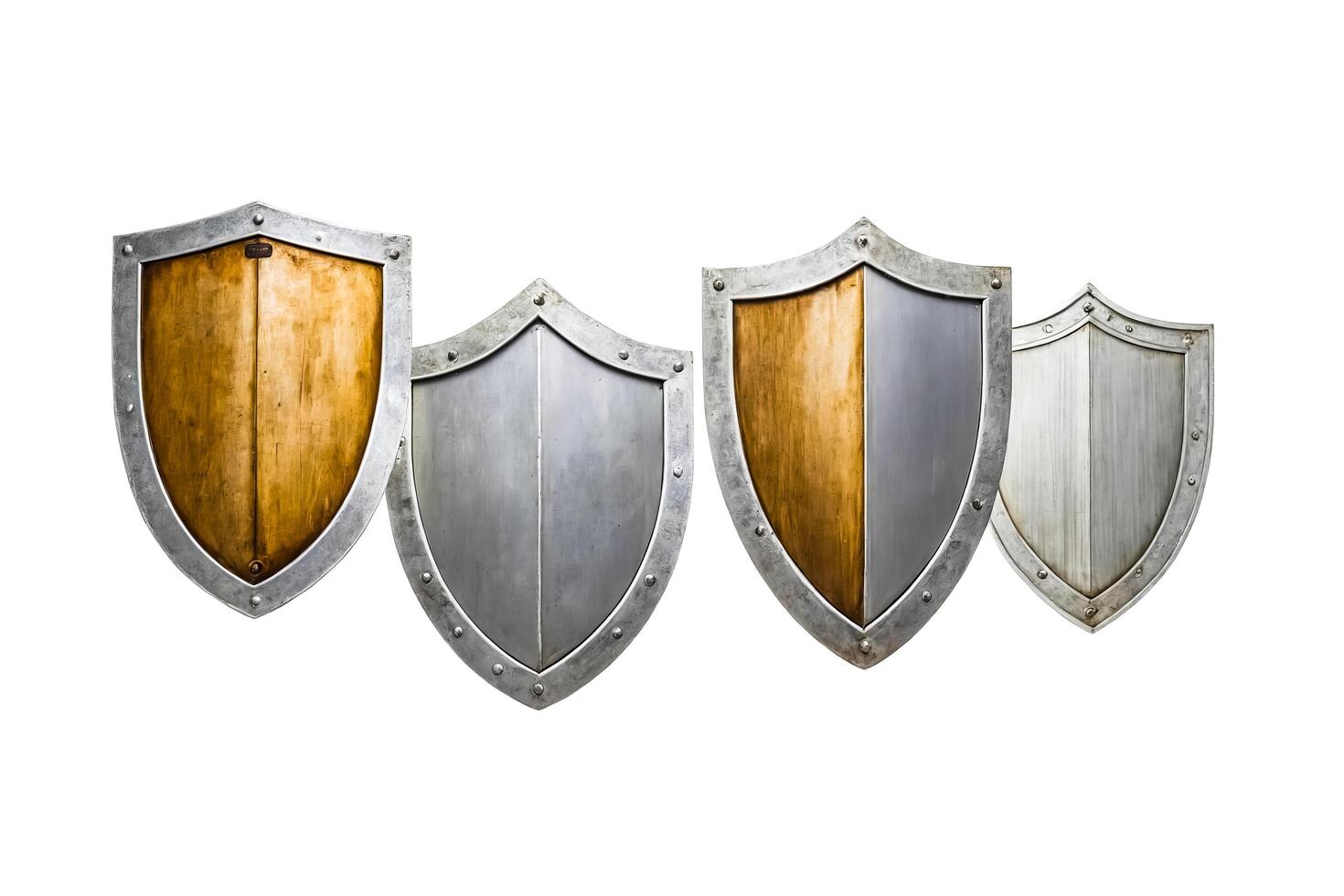 Four Medieval Shields on White Background photo