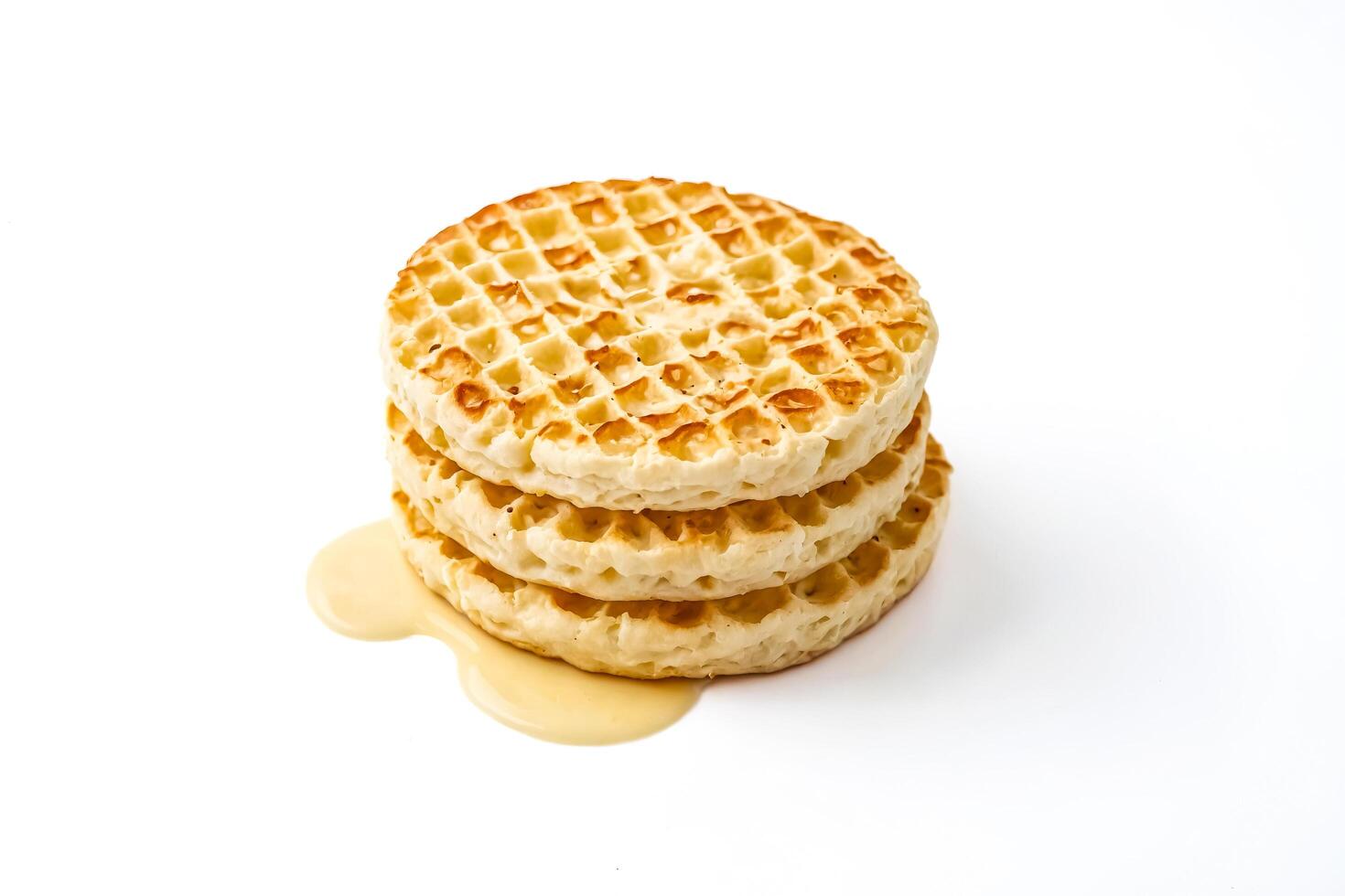 Stack of Waffles with Syrup Drizzle photo