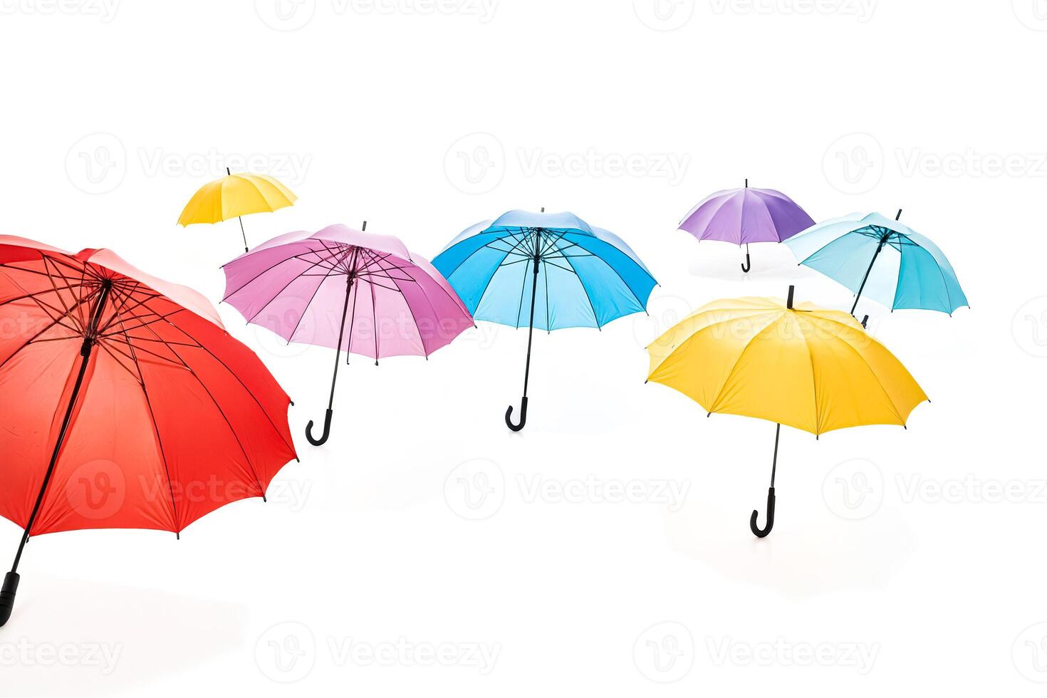 Colorful Umbrellas on White Background photo
