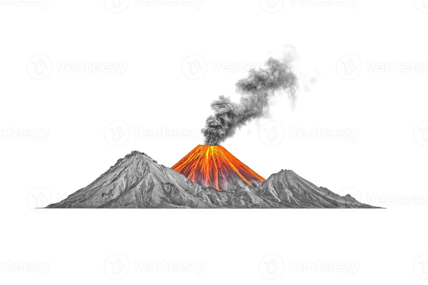 Erupting Volcano with Smoke Plume photo