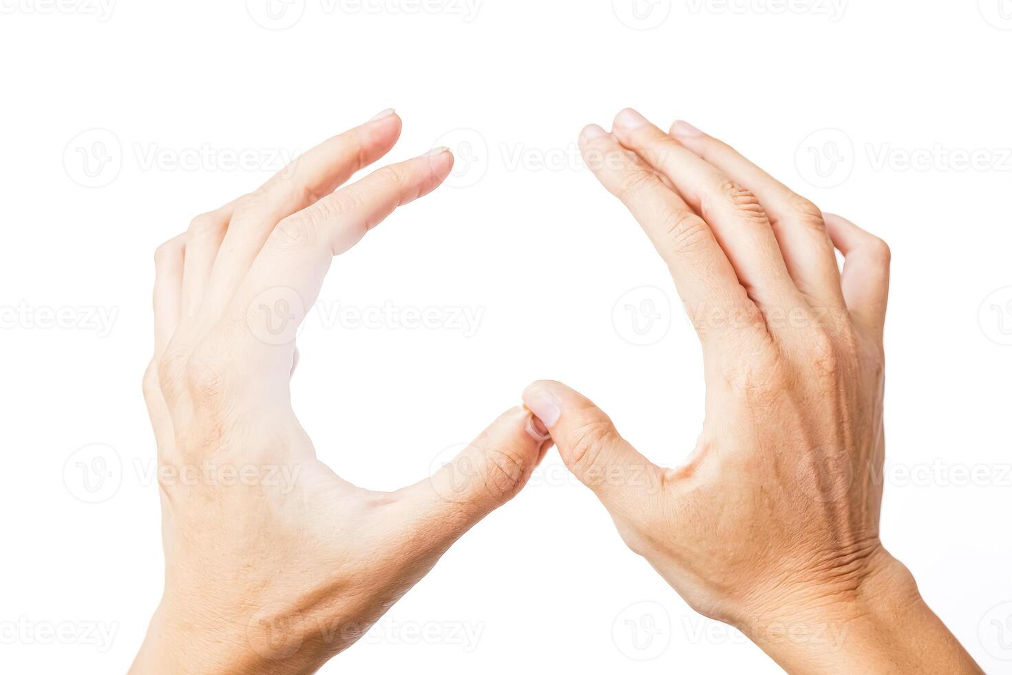 Two hands forming a circle on a white background photo