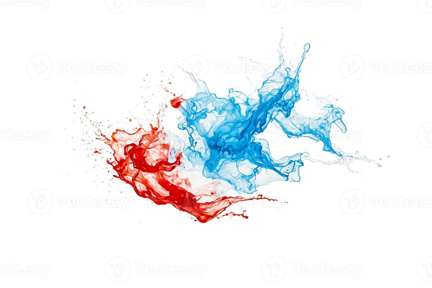Abstract Red and Blue Liquid Splashes photo