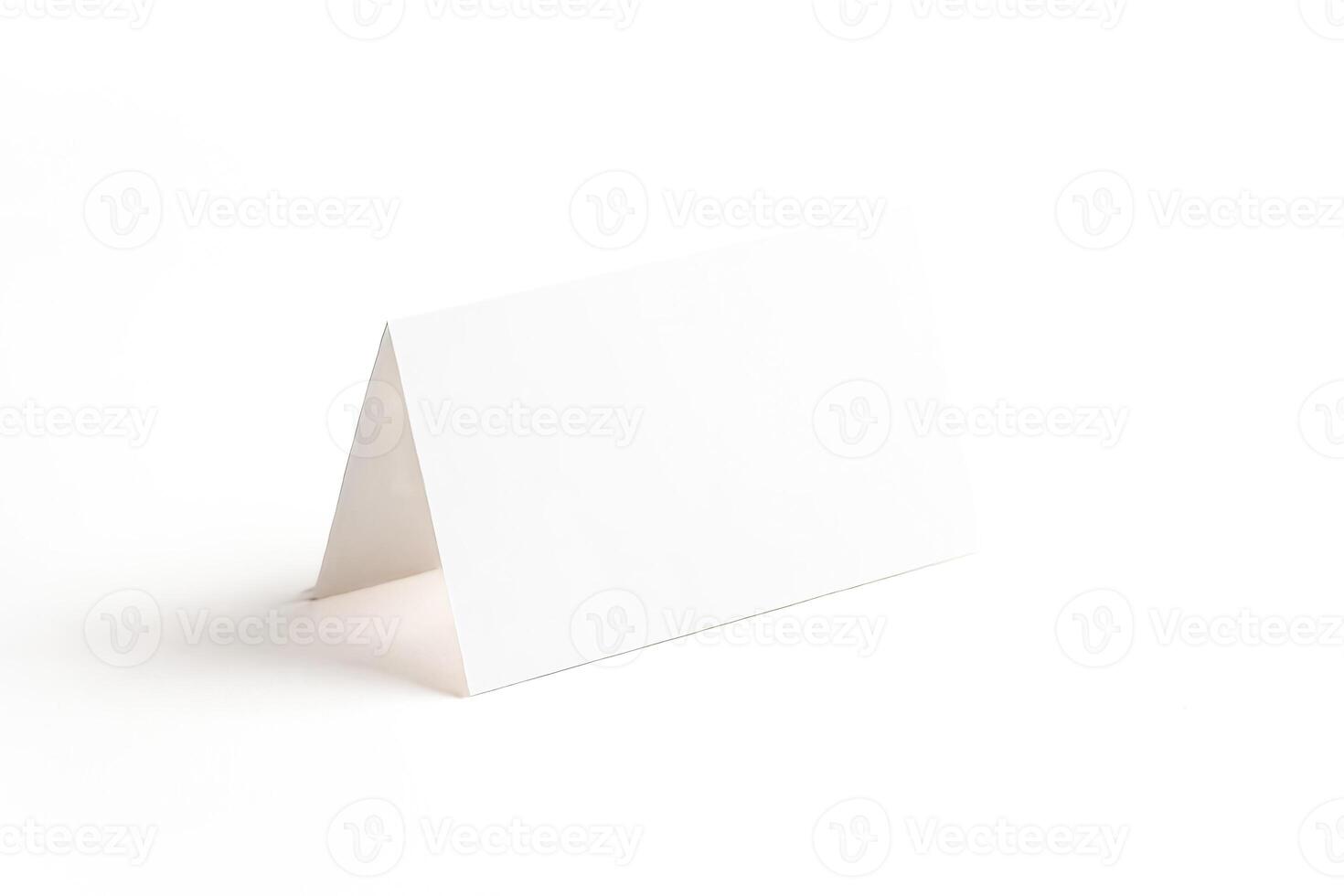 Blank white card mockup on white background photo