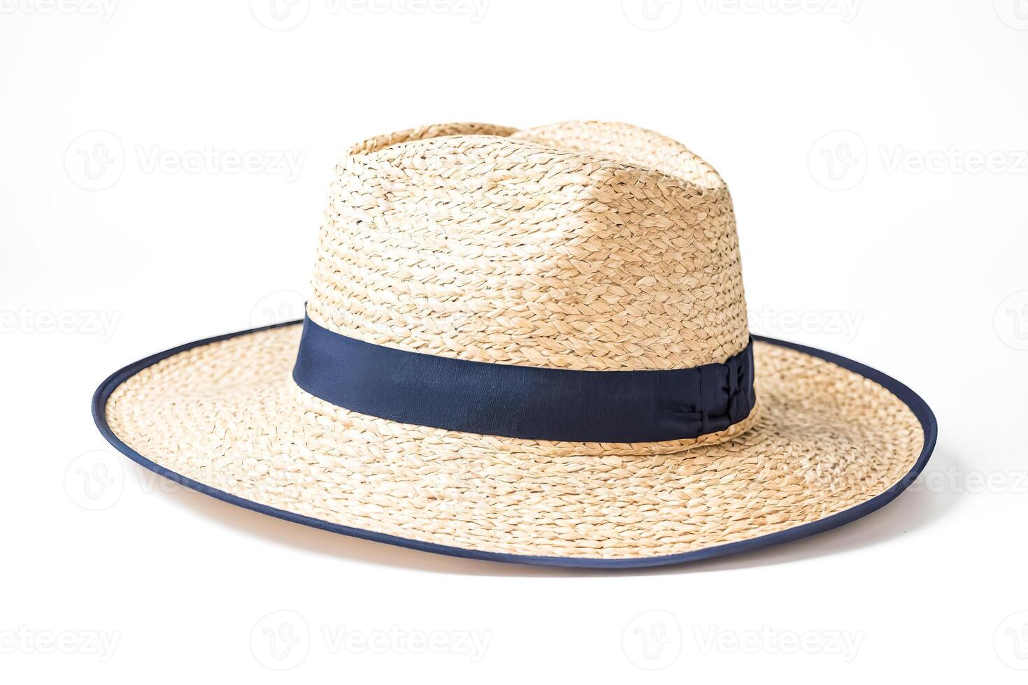 Straw Hat with Blue Ribbon photo
