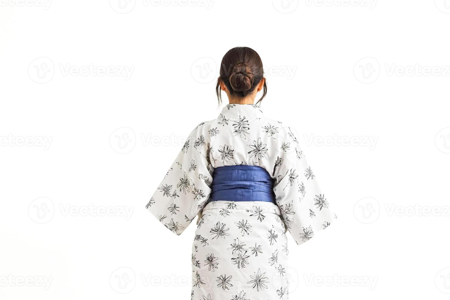 Woman in Yukata Facing Away from Camera photo