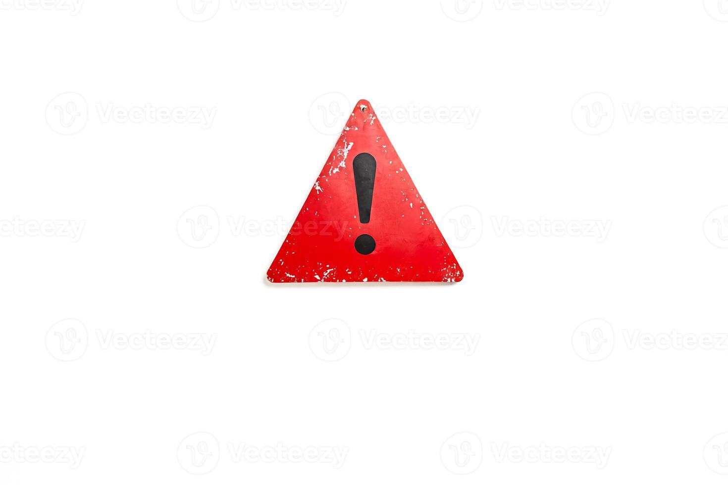 Red Warning Sign with Exclamation Mark photo