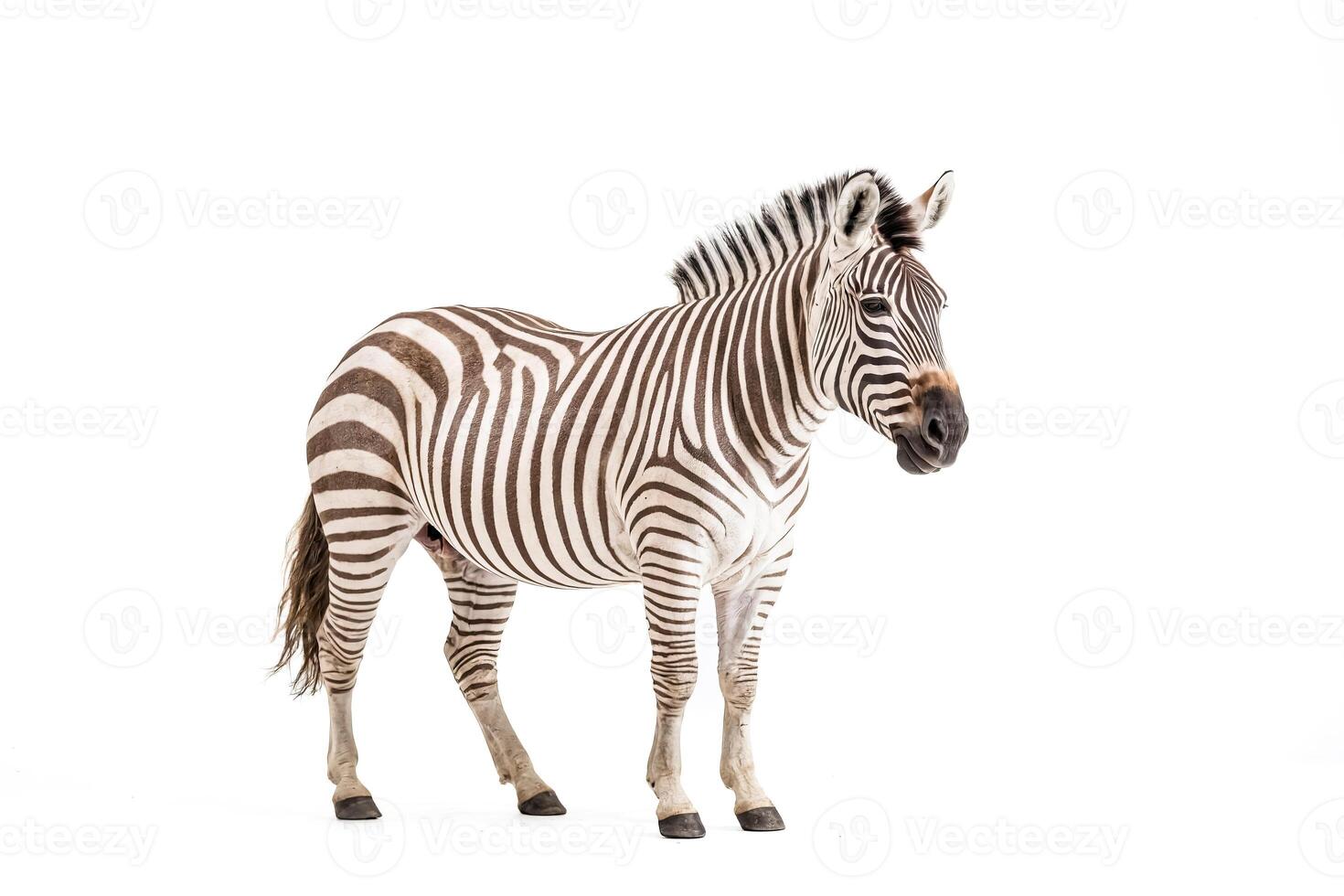 Zebra standing on a white background photo
