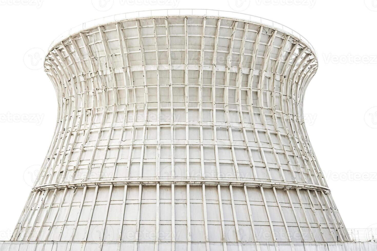 White cooling tower against a white background photo