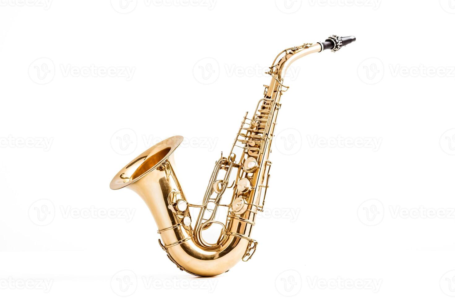 Golden Saxophone Isolated on White Background photo