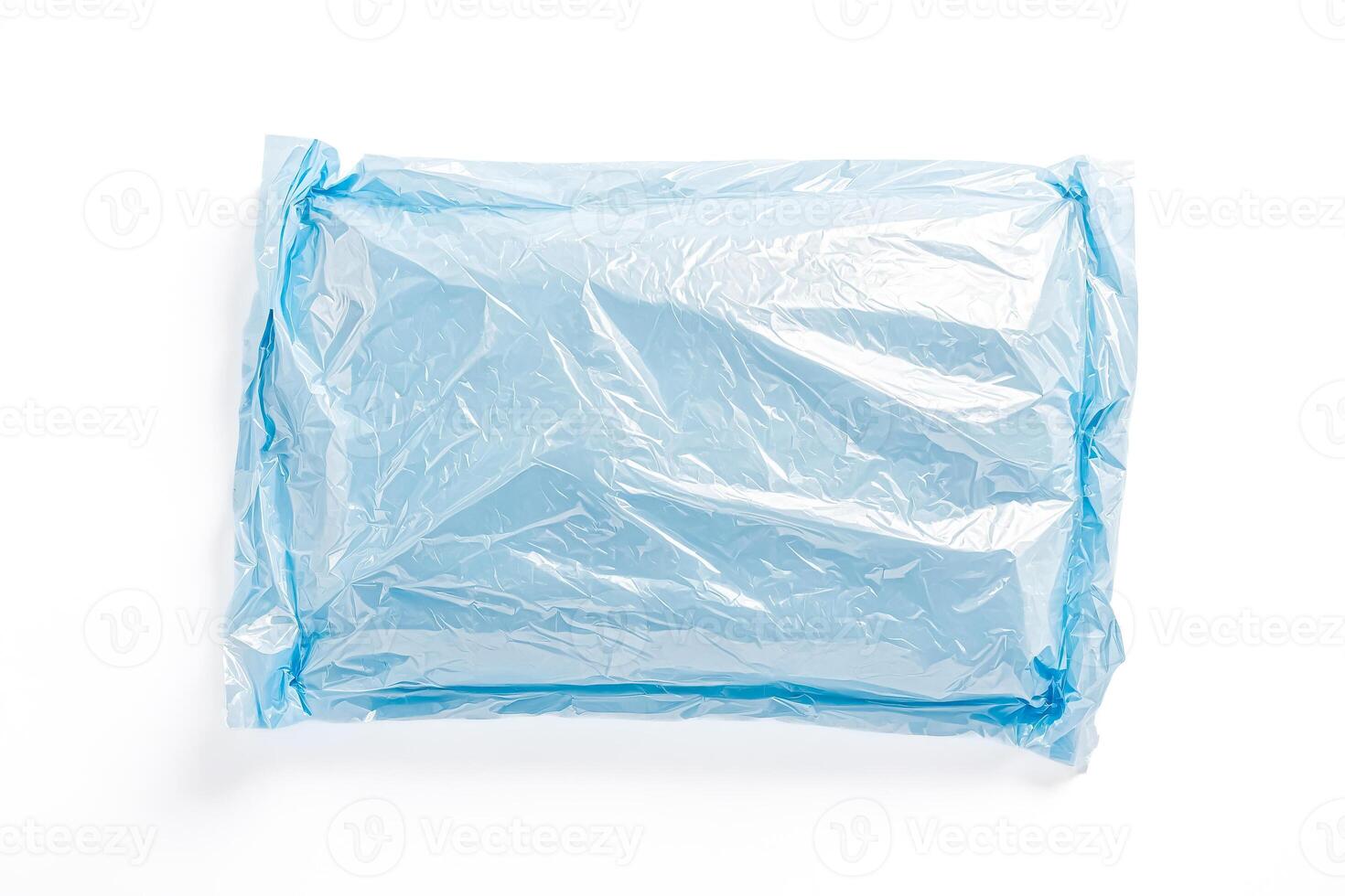 Blue Plastic Bag Isolated On White Background photo