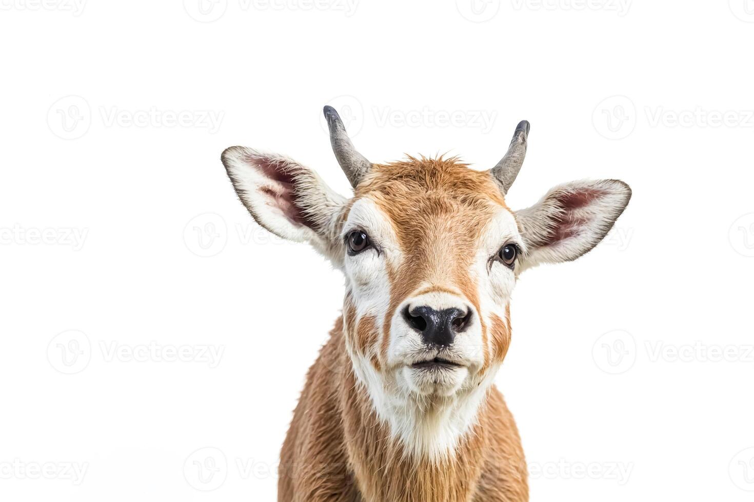 Close-up Portrait of a Young Eland with Curious Expression photo