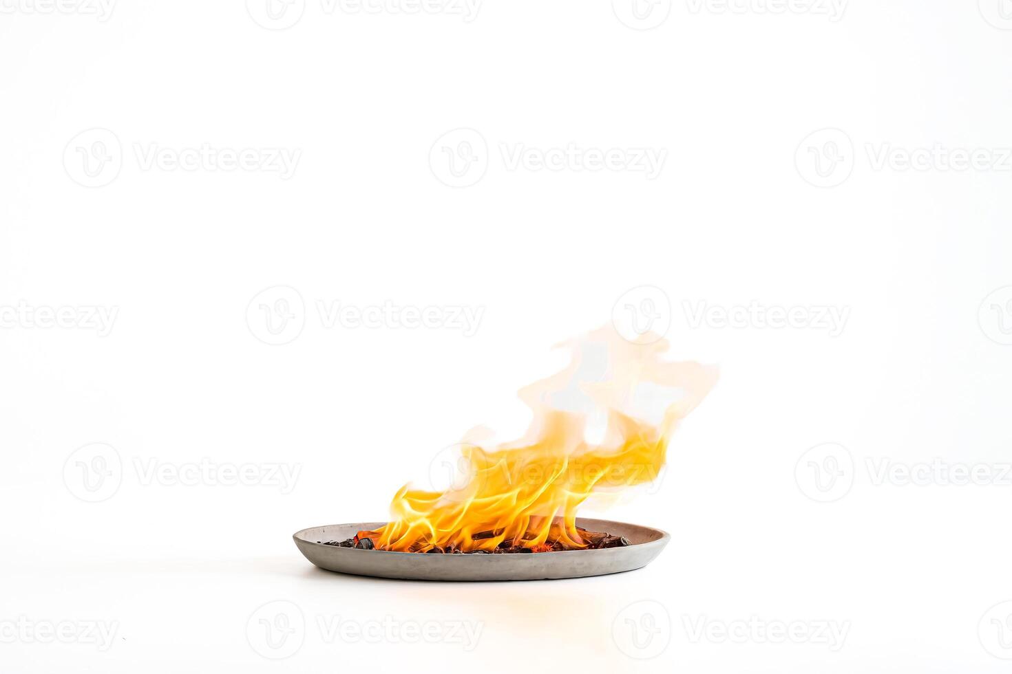 Small Fire Burning in a Gray Dish photo