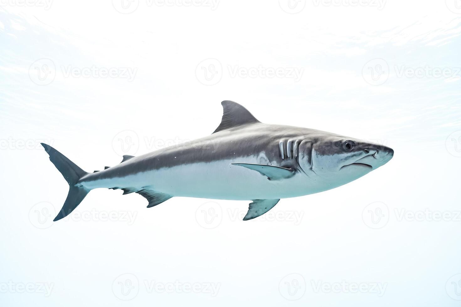 Shark swimming in clear blue water photo