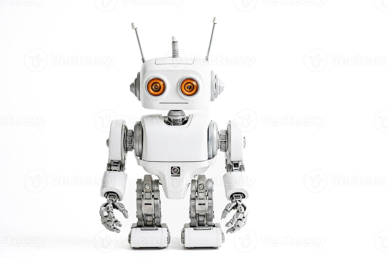 Friendly Robot Standing on White Background photo