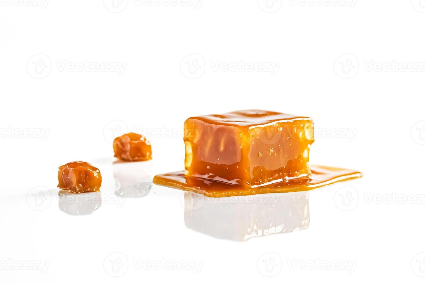 Caramel Candy Melted on White Background photo