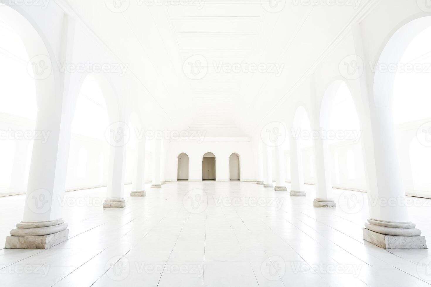 White Colonnade with Arched Windows photo