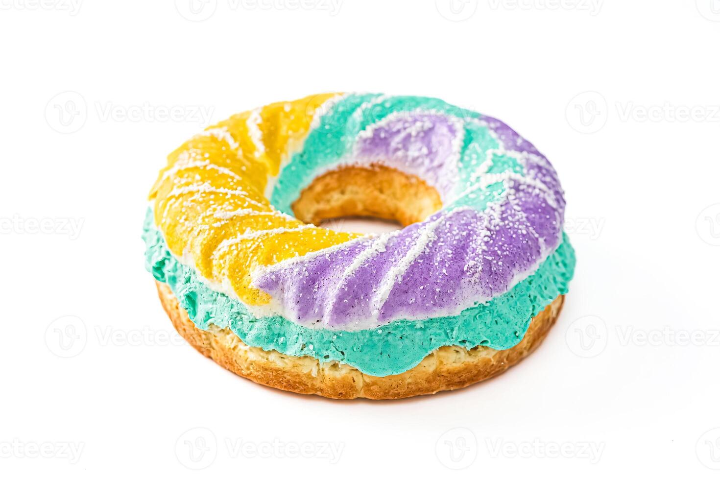 Colorful King Cake Donut Isolated on White photo
