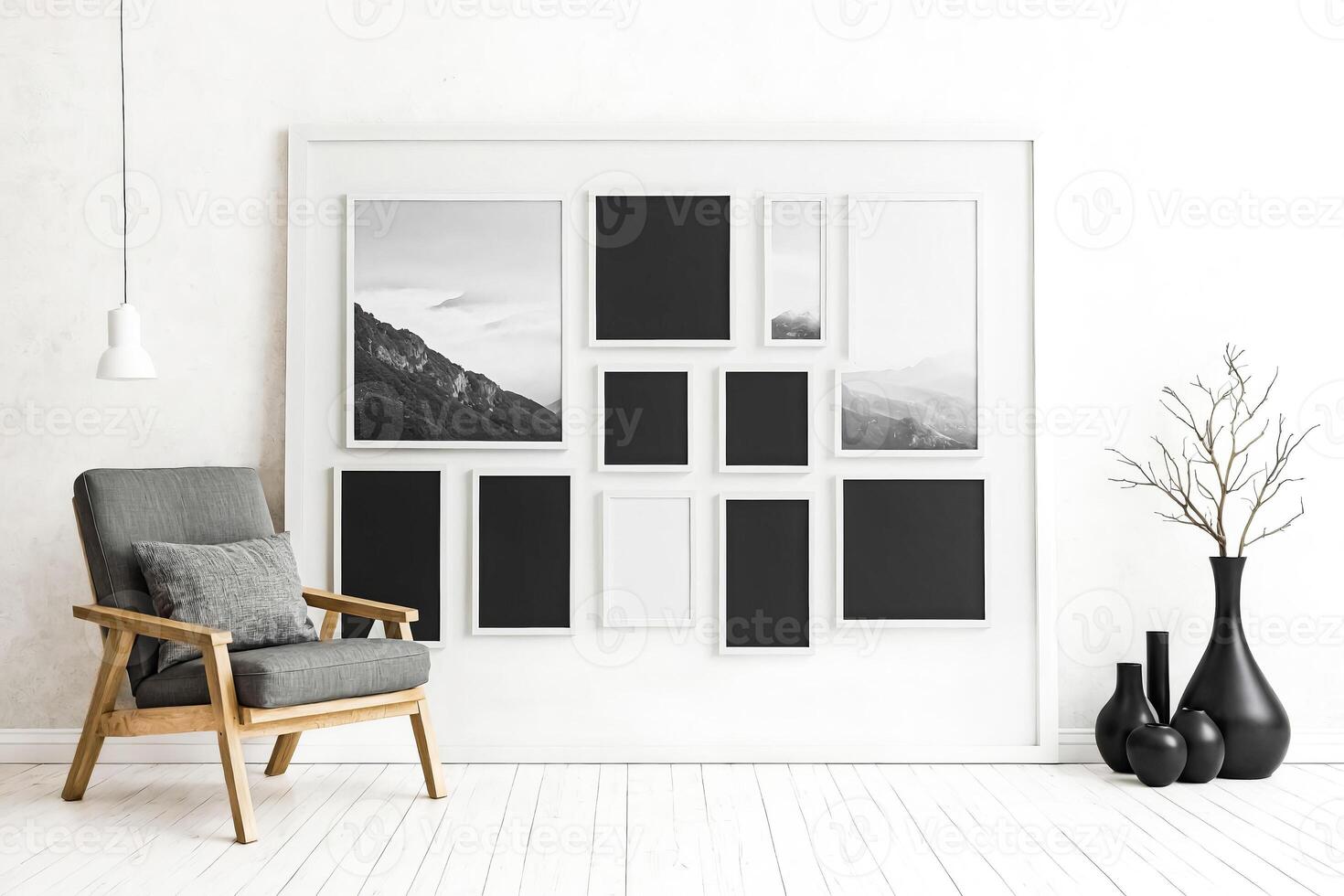 Minimalist Interior Design with a Modern Armchair and White Wall Gallery photo