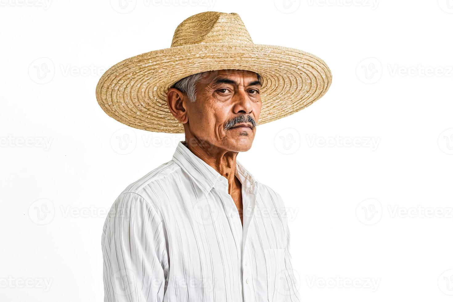 Portrait of a Senior Man in a Straw Hat photo