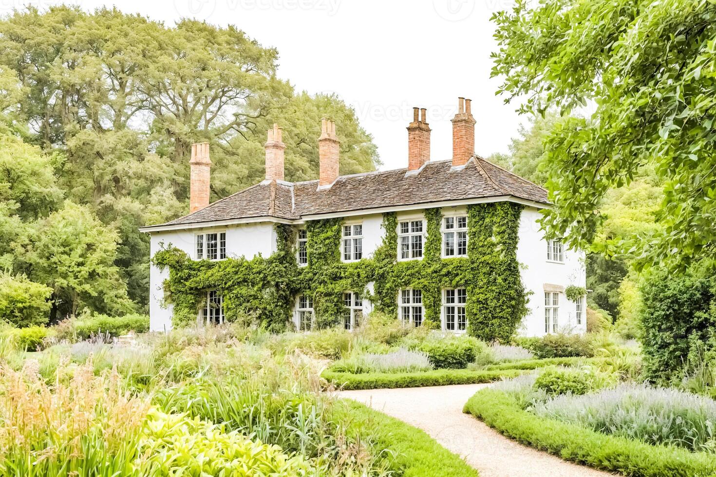 English Country House with Lush Greenery photo