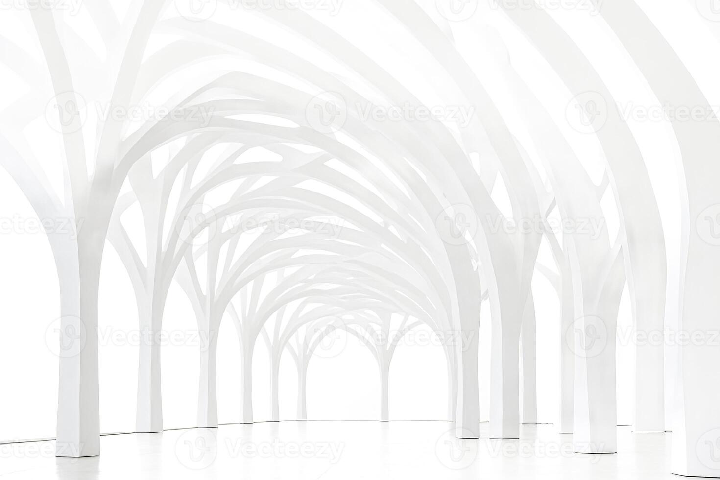 Abstract White Architectural Interior with Arched Columns photo
