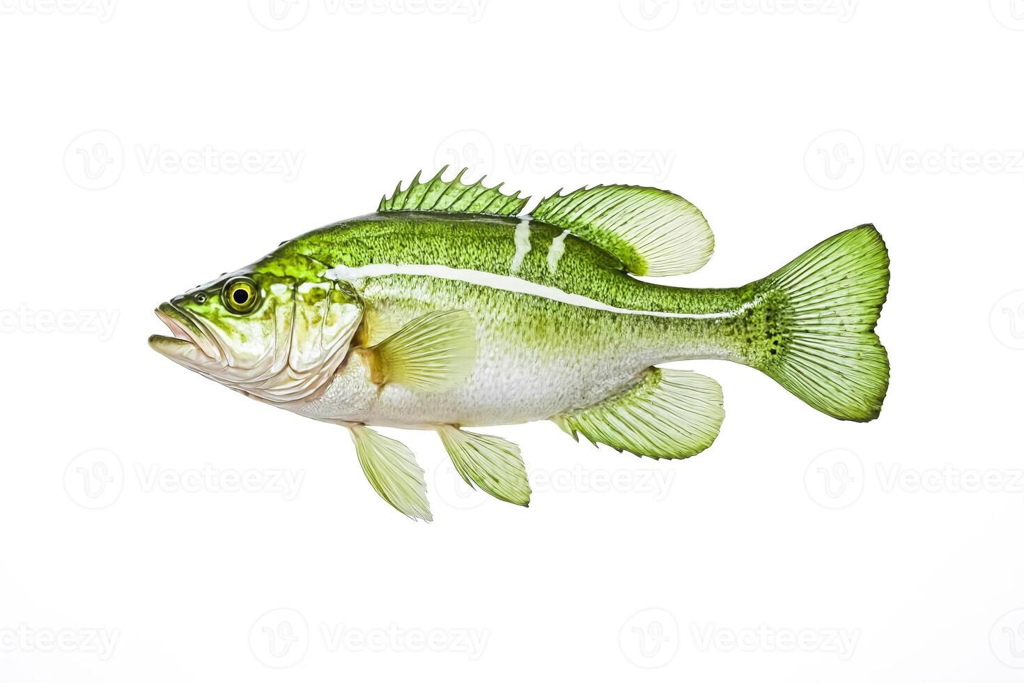 Green Perch Fish Isolated on White Background photo