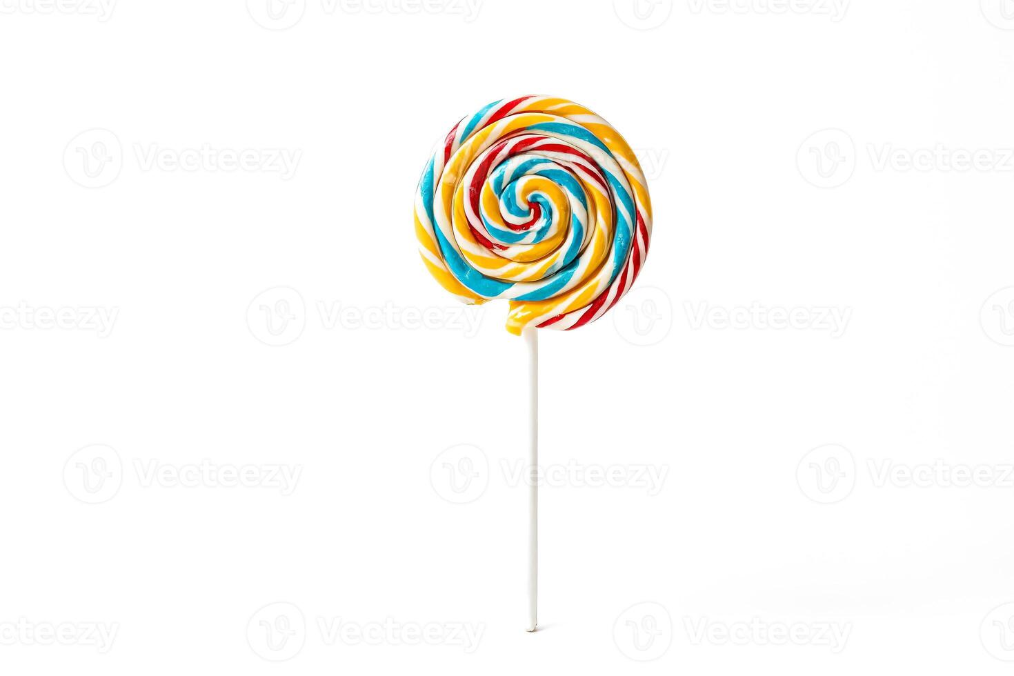Colorful Swirl Lollipop on White Background photo