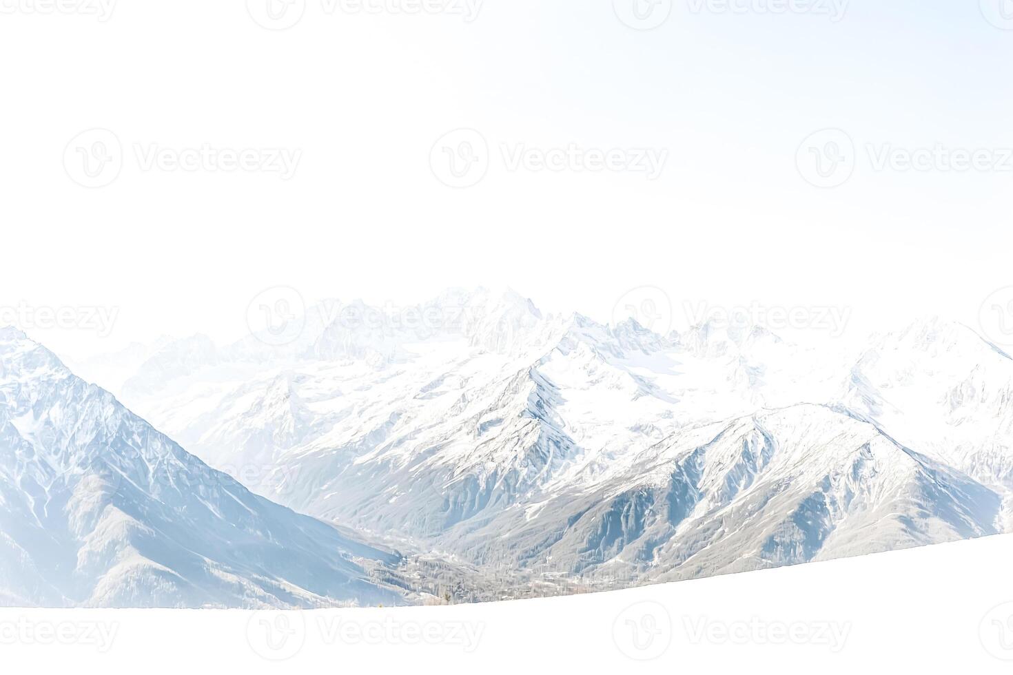 Snowy Mountain Range Against White Background photo